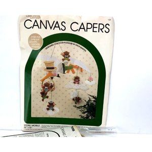 Leisure Arts Plastic Canvas Stork Mobile‎ DICK MARTIN 1984 VTG Pop Out Baby